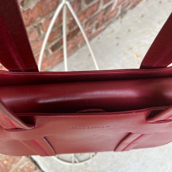 Cole Haan Red Leather Shoulder Bag Purse Dual Handles - Picture 9 of 13
